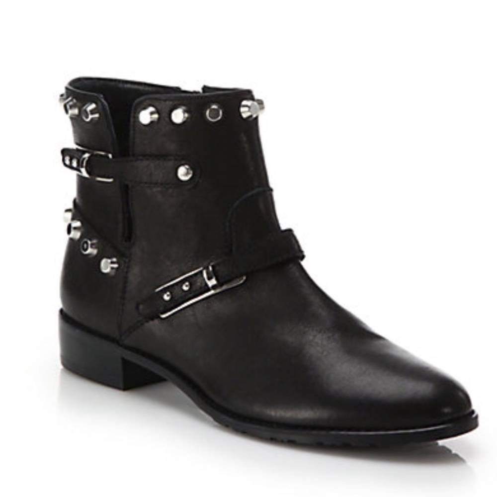Stuart Weitzman GO WEST STUDDED LEATHER ANKLE BOOTS